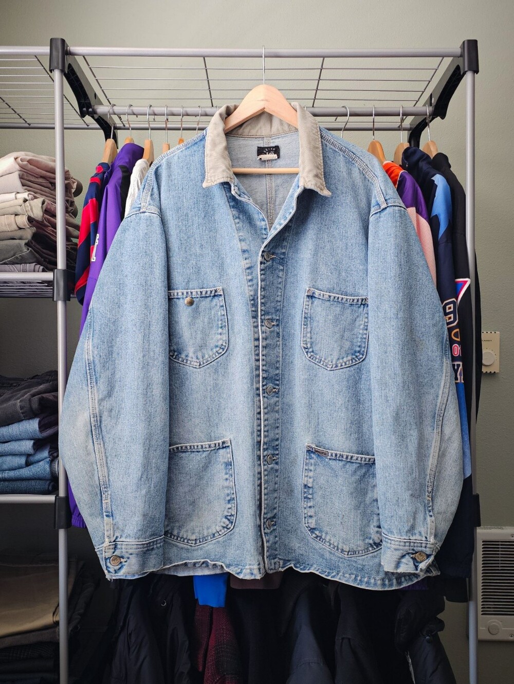Vintage Lee Riveted Men's Jean Jacket Trucker Barn Chore Coat Size XXL